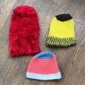 Colorful Kids Knit Hat Set